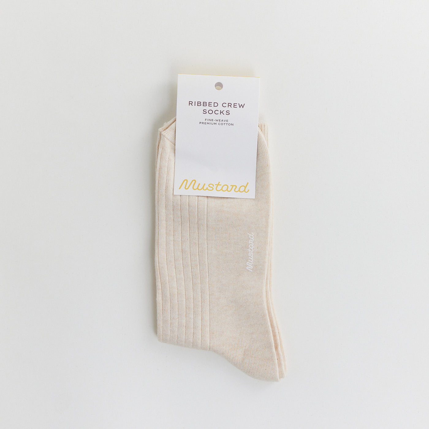 Premium Ribbed Crew Socks - Cream