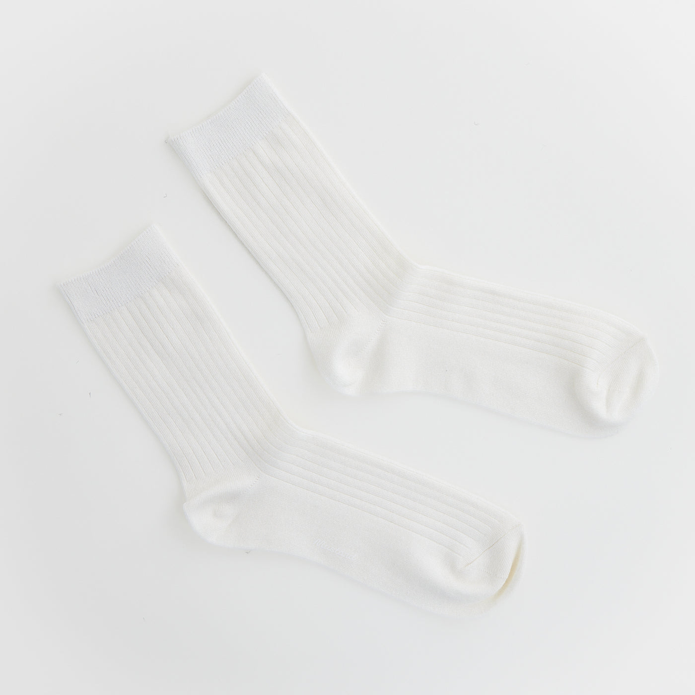 Premium Ribbed Crew Socks - White