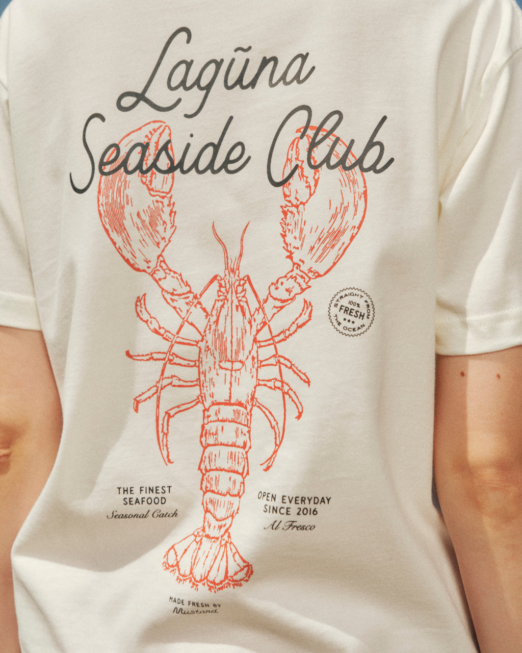 เสื้อยืดลายกุ้งมังกร Laguna - สีขาวออฟไวท์