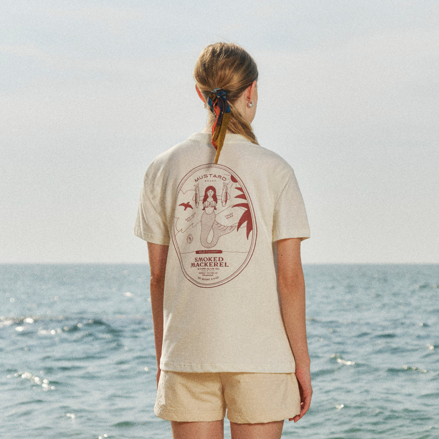 Mermaid Tee - Off-White/Burgundy