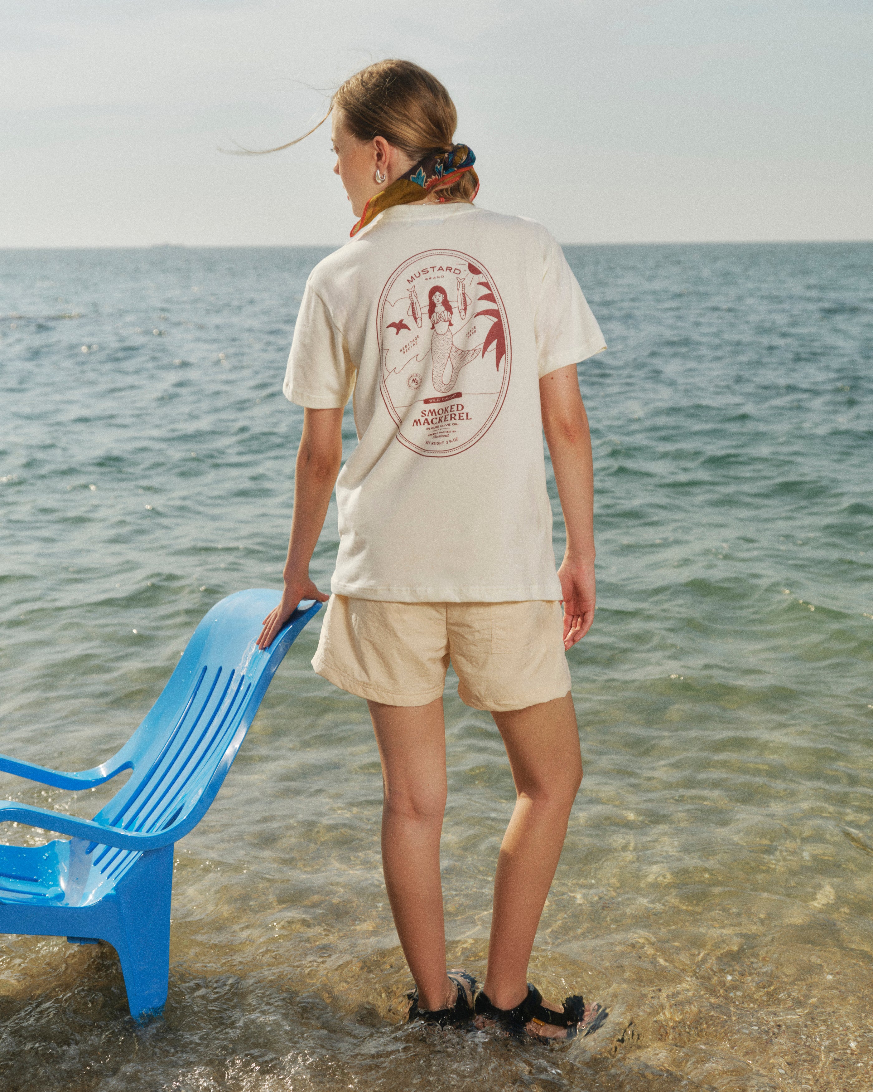 เสื้อยืดนางเงือก - สีขาวออฟไวท์/เบอร์กันดี