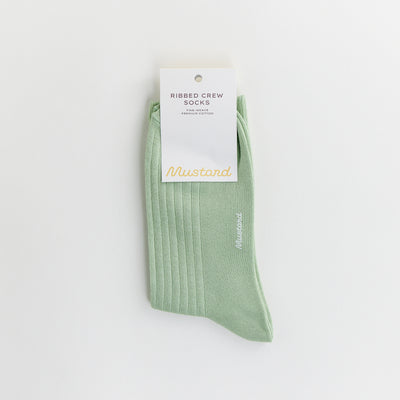 Premium Ribbed Crew Socks - Pistachio
