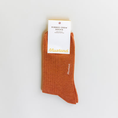 Premium Ribbed Crew Socks - Carrot