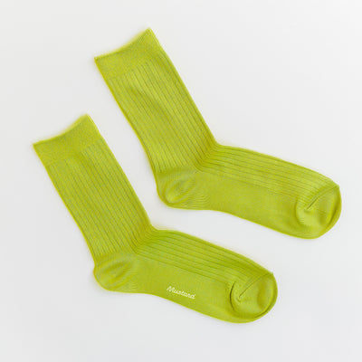 Premium Ribbed Crew Socks - Lime
