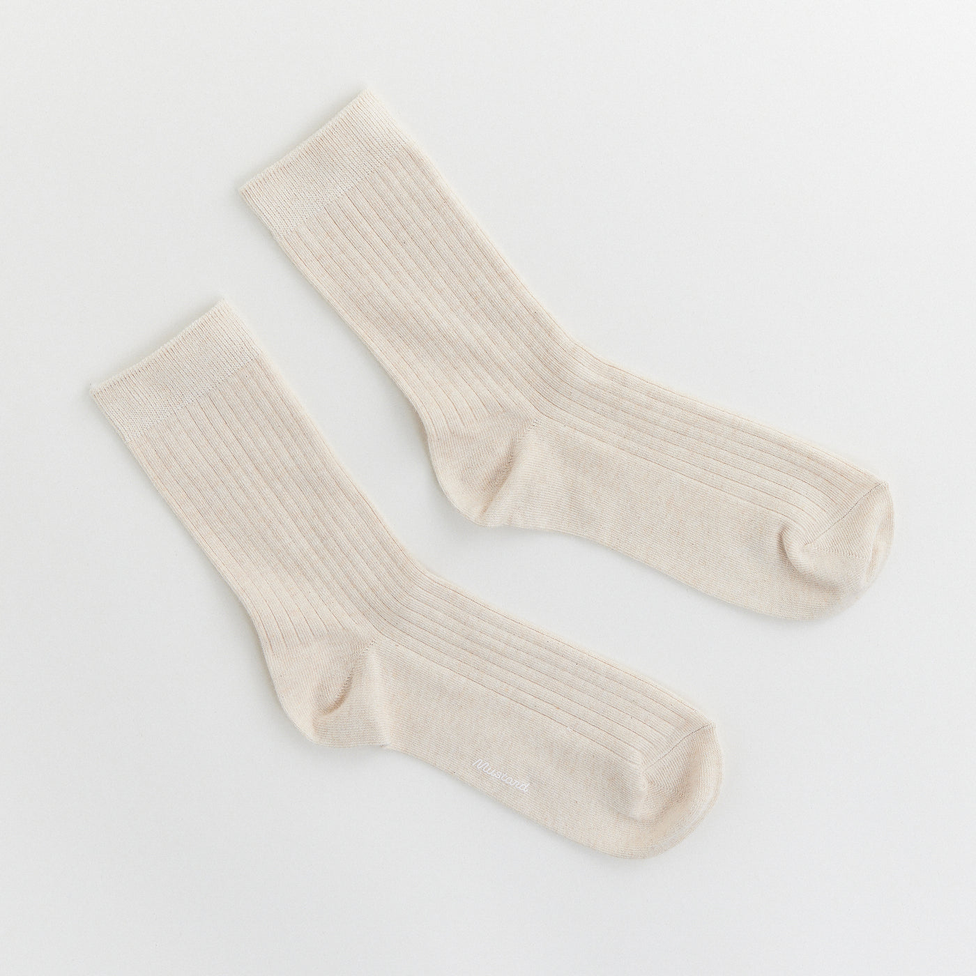 Premium Ribbed Crew Socks - Cream