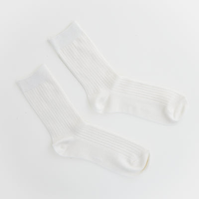 Premium Ribbed Crew Socks - White