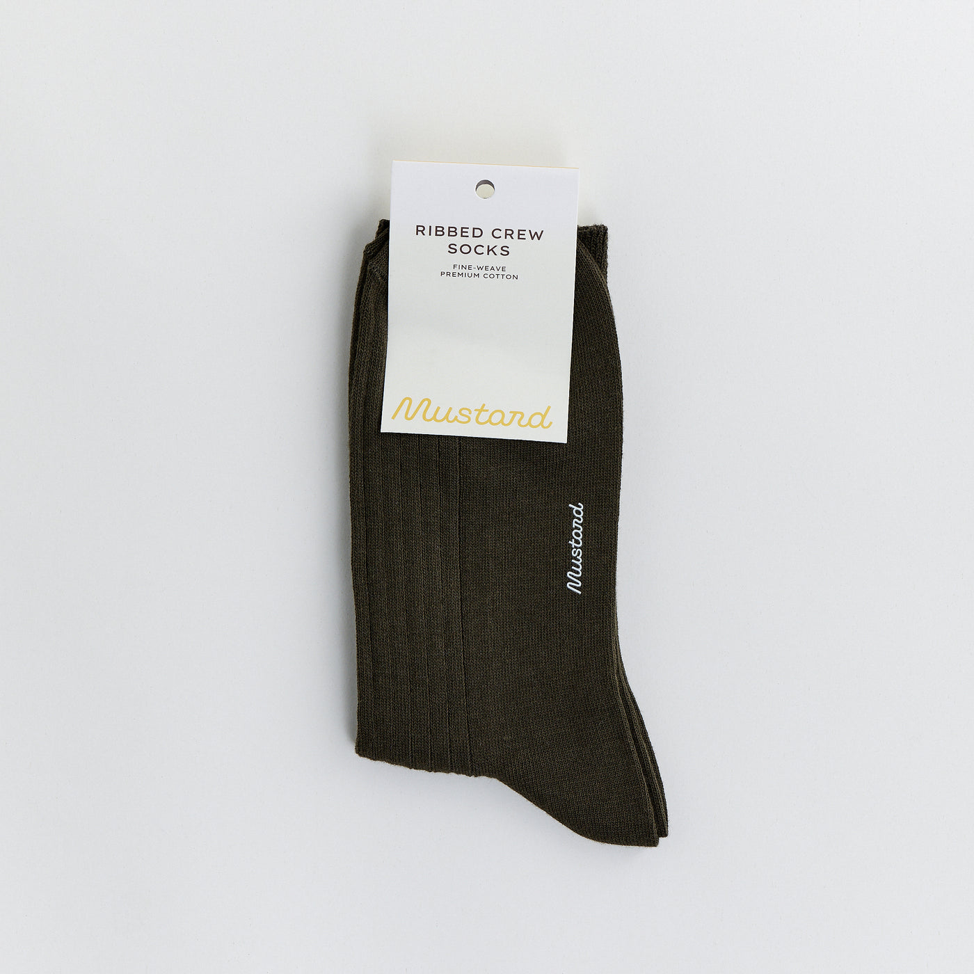 Premium Ribbed Crew Socks - Olive