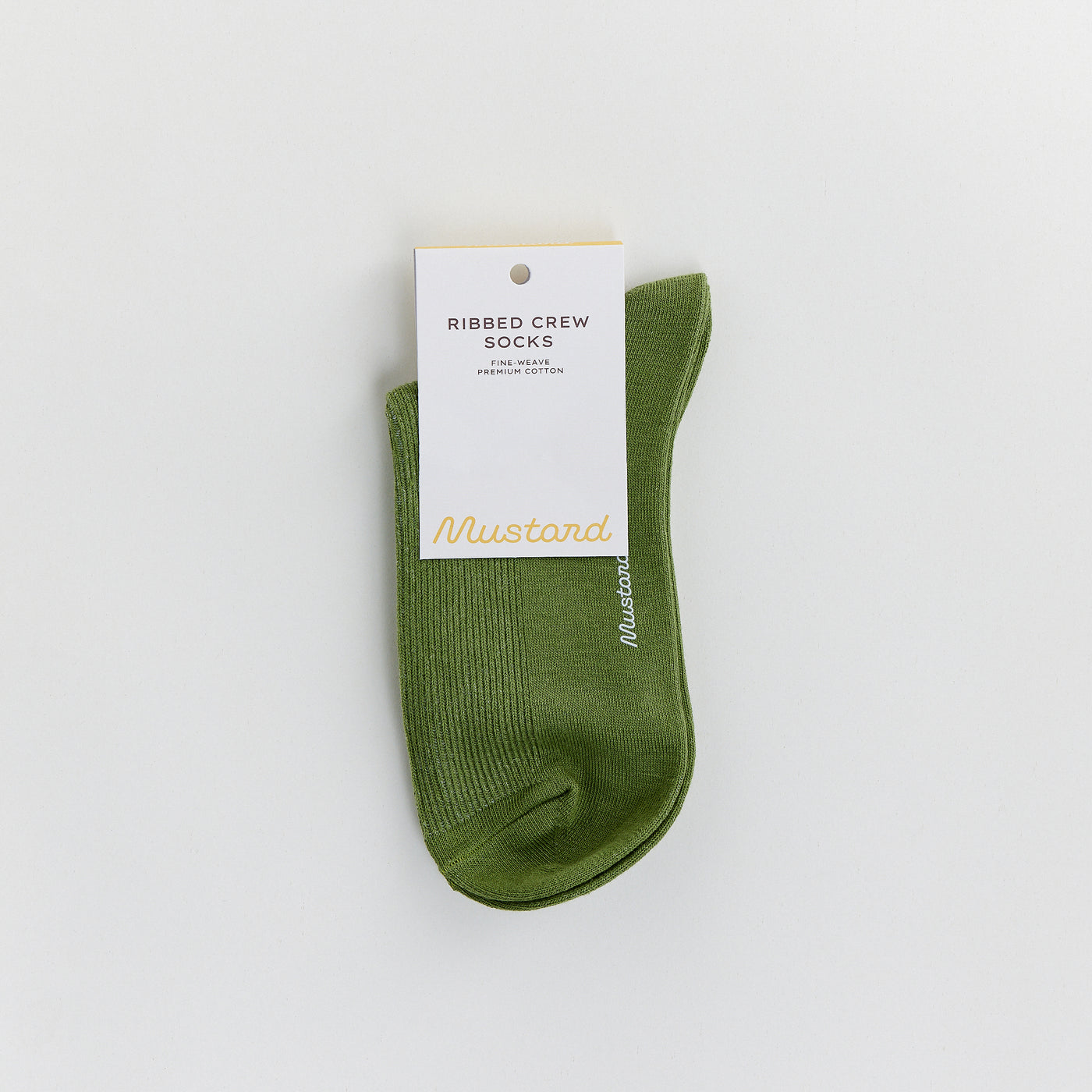 Premium Ribbed Crew Socks (Half) - Green