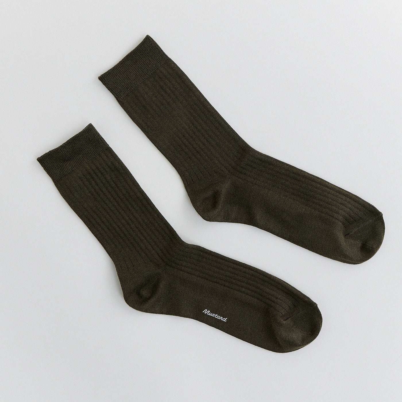 Premium Ribbed Crew Socks - Olive