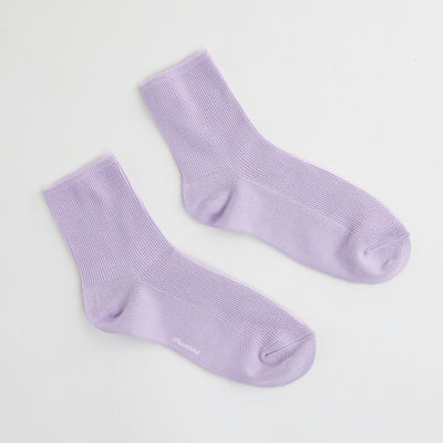 Premium Ribbed Crew Socks (Half) - Lilac