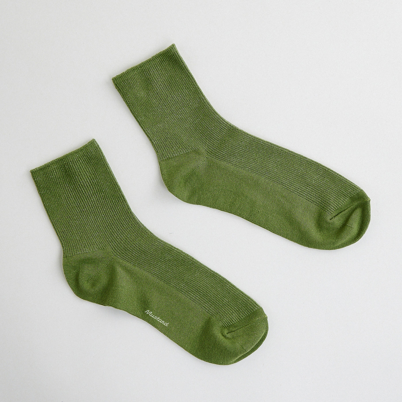 Premium Ribbed Crew Socks (Half) - Green